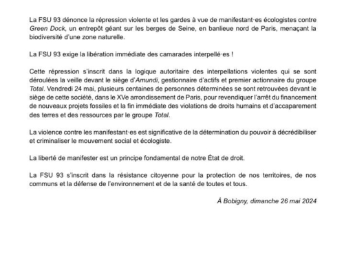 Stop à la répression des militant.es écologistes!