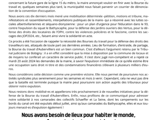 Bourse du travail d’Aubervilliers: Syndicats 1-Marie 0!