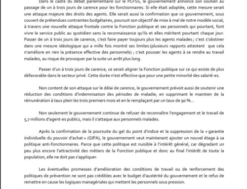 PLF: jours de carence, gel du point d’indice…où s’arrêtera le mépris des fonctionnaires?