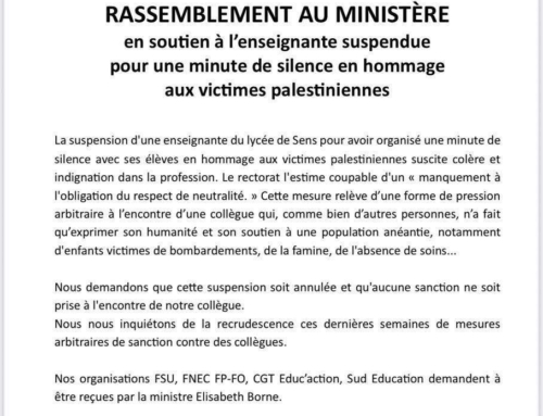 Solidarité avec la collègue de Sens