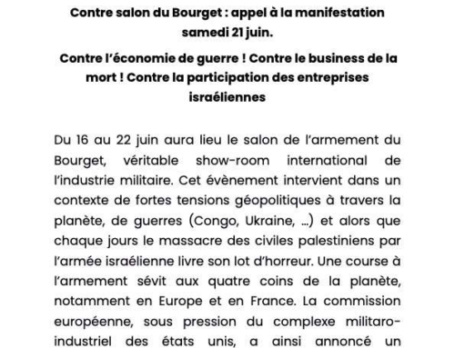 Contre salon du Bourget : appel à la manifestation samedi 21 juin. Contre l’économie de guerre !