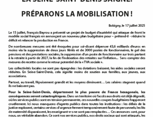 BUDGET 2026 : L’ÉTAT COUPE, LA SEINE-SAINT-DENIS SAIGNE. PRÉPARONS LA MOBILISATION !
