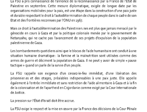 Pour l’arrêt du génocide à Gaza et de la colonisation, sanctionner maintenant Israël !