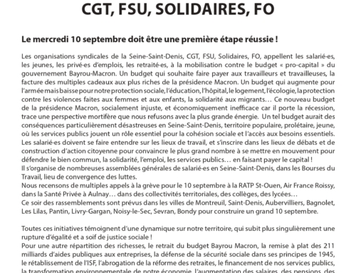 Appel unitaire 93 à la mobilisation le 10 septembre