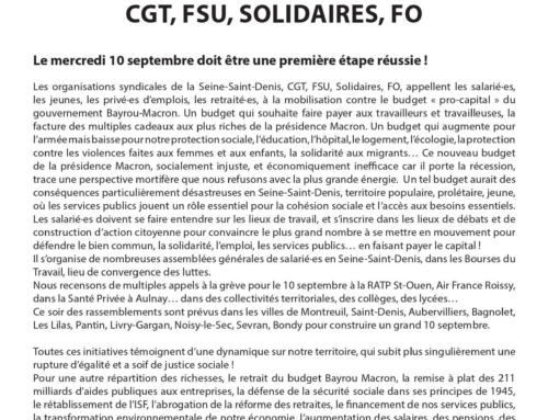Appel unitaire 93 à la mobilisation le 10 septembre