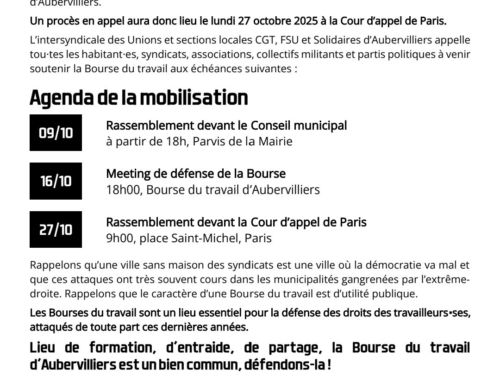 Mobilisation pour défendre la bourse du travail d’Aubervilliers