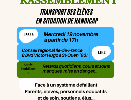 Transports des élèves en situation de handicap : Rassemblement devant le Conseil Régional mercredi 19 novembre à 17h